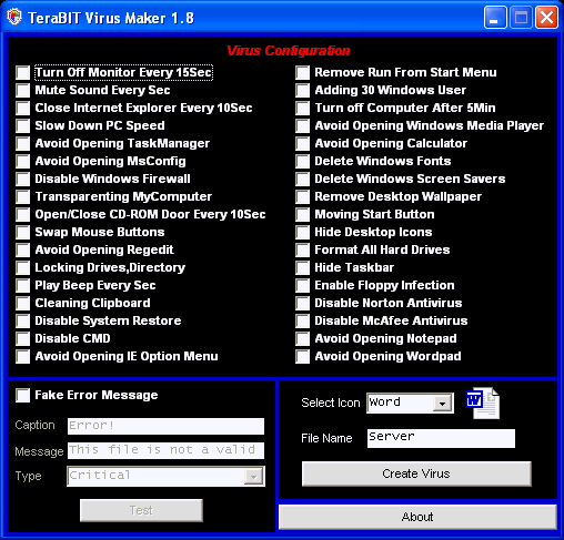 Download TeraBIT virus Maker